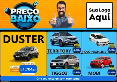 Modelo de Encarte para Encarte A4 Horizontal com o tema Preço Baixo para Concessionaria de Carros
