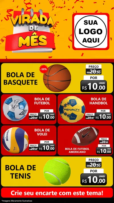Modelo de TV para TV Vertical com o tema Virada de Mês para Artigos Esportivos