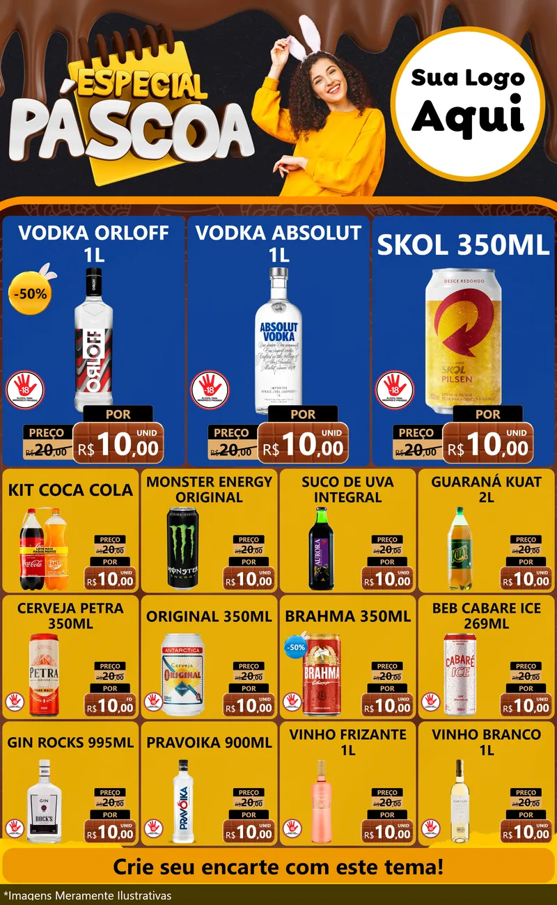 Modelo de Encarte para Encarte Grande com o tema Especial Páscoa para Distribuidora de bebidas