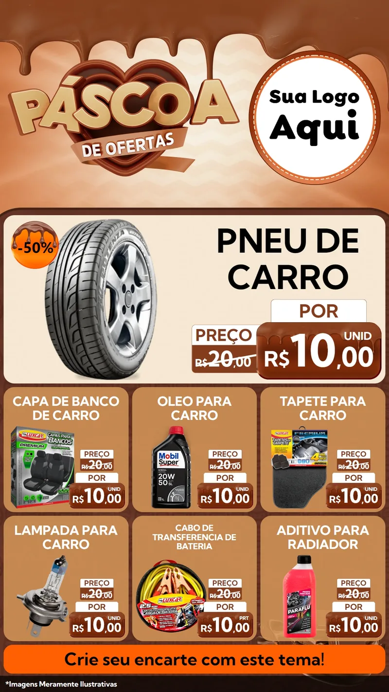 Modelo de Rede Social para Stories com o tema Páscoa de Ofertas para Auto peças
