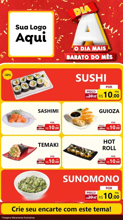 Modelo de TV para TV Vertical com o tema Dia A o Dia Mais Barato do Mês para Comida japonesa