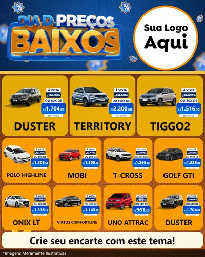Modelo de Rede Social para Feed Instagram com o tema Dia D Preço Baixo para Concessionaria de Carros