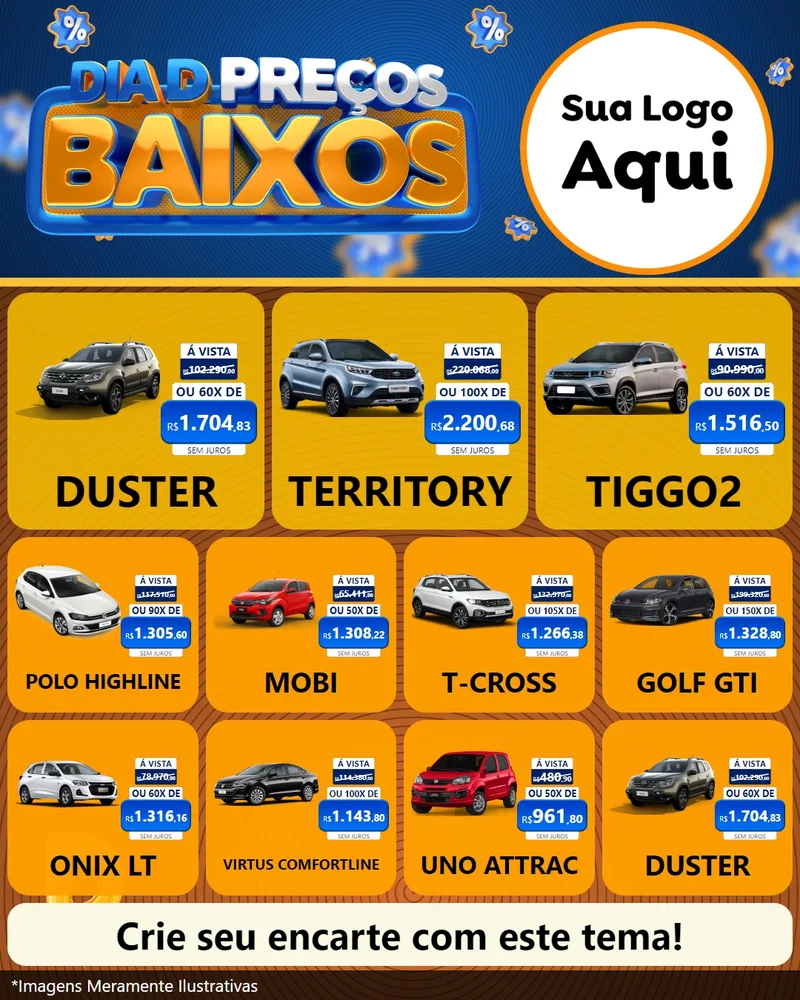 Modelo de Rede Social para Feed Instagram com o tema Dia D Preço Baixo para Concessionaria de Carros