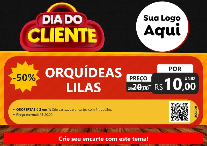 Modelo de Cartaz para Cartaz A4 Horizontal com o tema Dia do Cliente para Floricultura e jardim