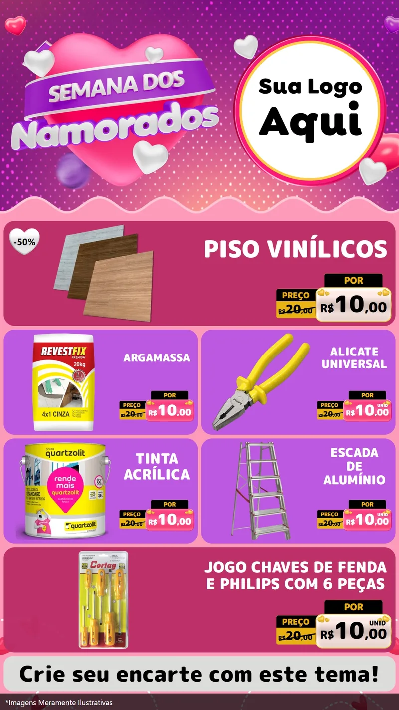 Modelo de TV para TV Vertical com o tema Semana dos Namorados para Material para Construção
