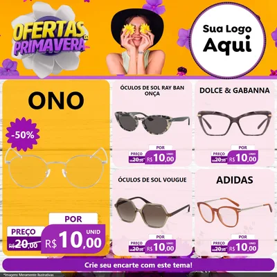 Modelo de Rede Social para Feed Facebook com o tema Ofertas Da Primavera para Óticas