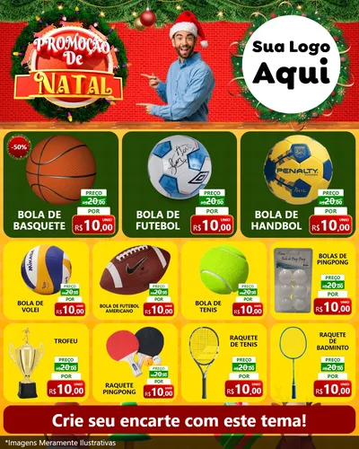 Modelo de Rede Social para Feed Instagram com o tema Promoção de Natal para Artigos Esportivos