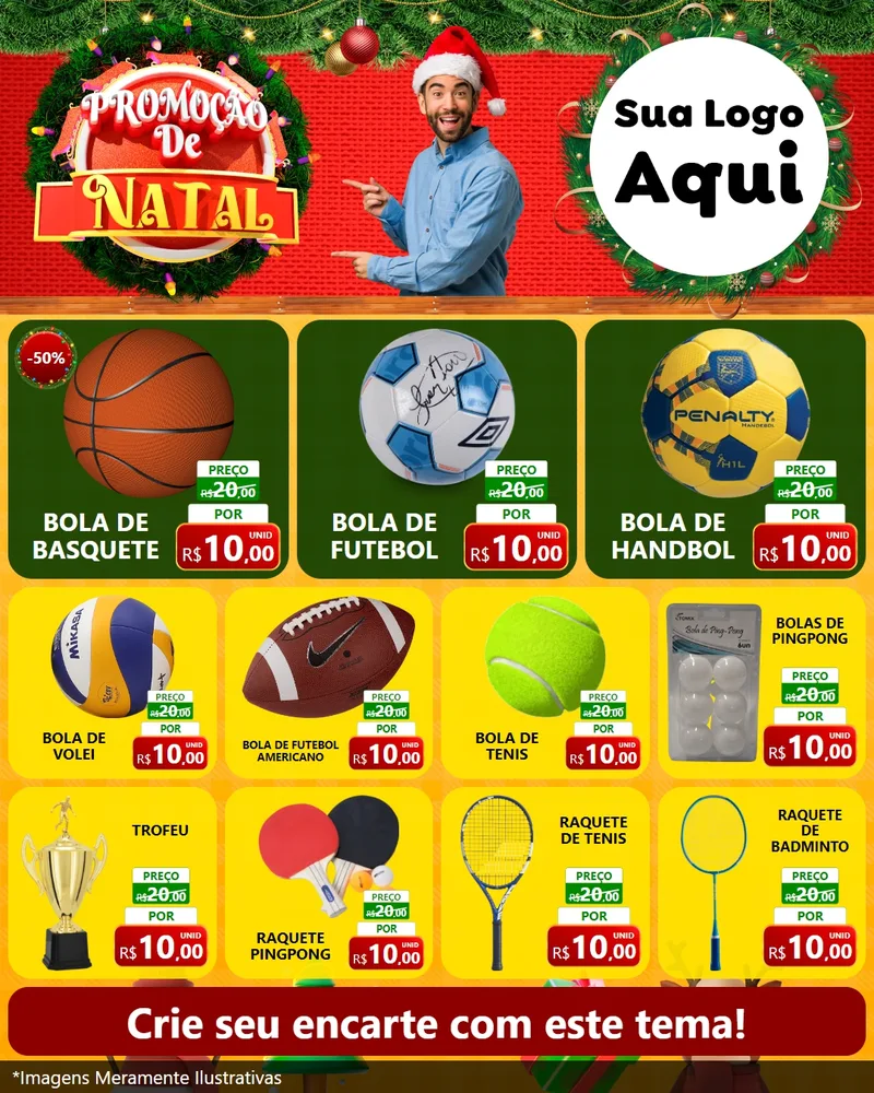 Modelo de Rede Social para Feed Instagram com o tema Promoção de Natal para Artigos Esportivos