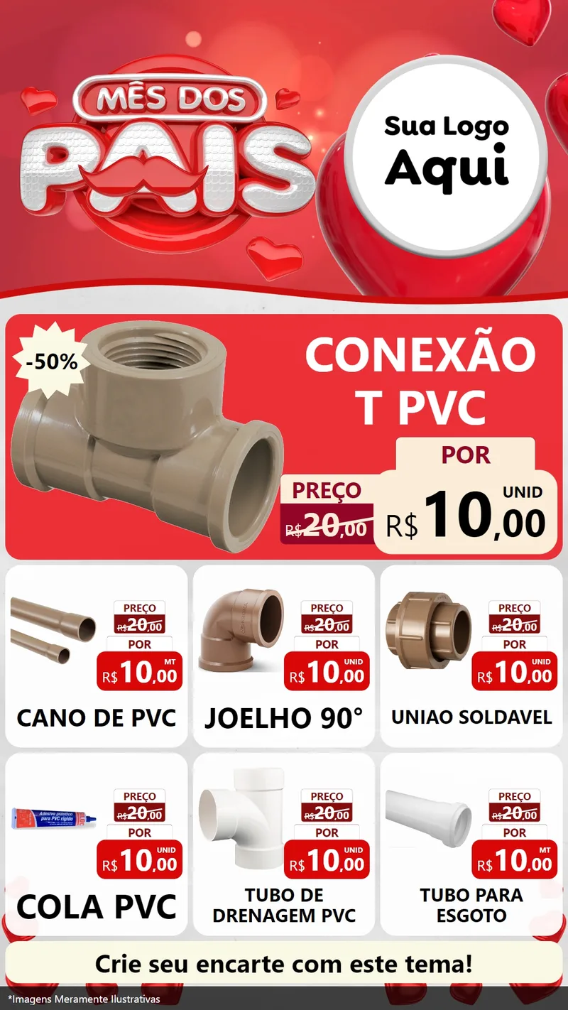 Modelo de Rede Social para Stories com o tema Mês dos Pais para Tubos e conexões