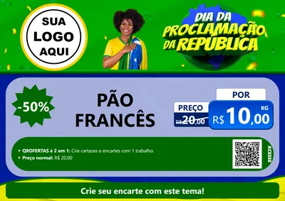 Modelo de Cartaz para Cartaz A4 Horizontal com o tema Dia Da Proclamação Da República para Padaria
