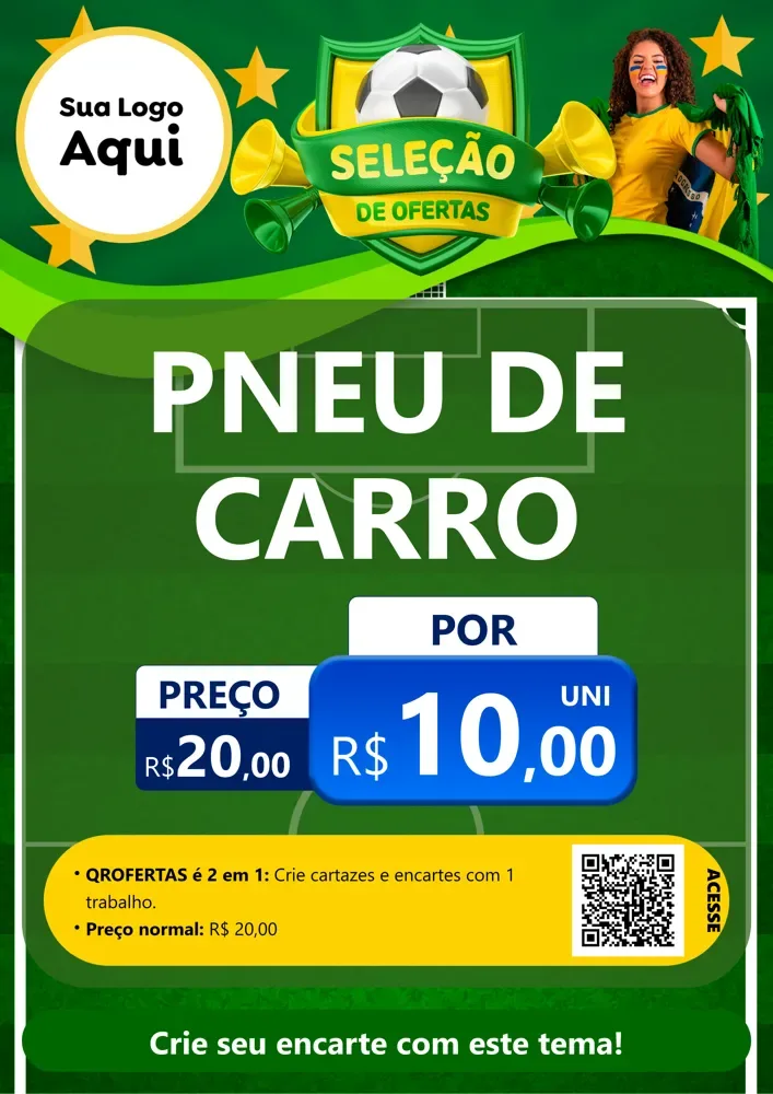 Modelo de Cartaz para Cartaz A4 Vertical com o tema Seleção de Ofertas - Copa para Auto peças