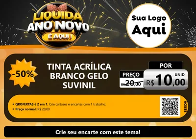 Modelo de Cartaz para Cartaz A4 Horizontal com o tema Liquida Ano Novo É Aqui! para Tintas e Ferramentas