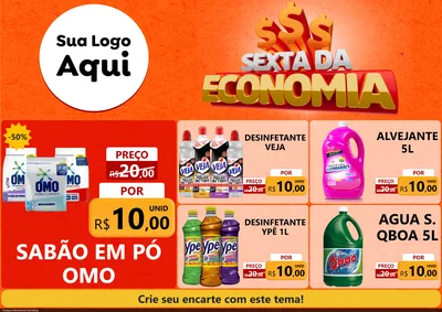 Modelo de Encarte para Encarte A4 Horizontal com o tema Sexta da Economia para Produtos de Limpeza