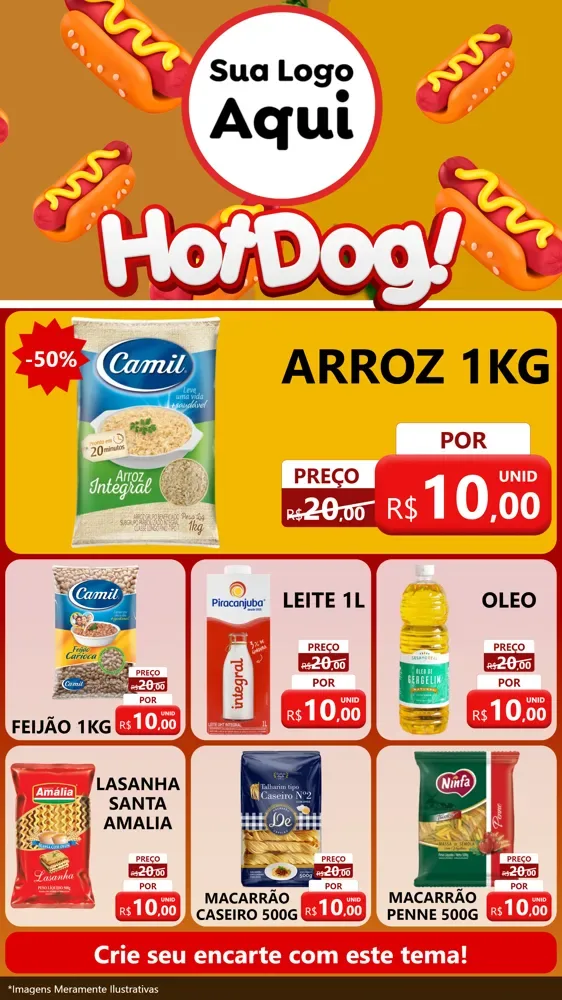 Modelo de Rede Social para Stories com o tema Hot Dog para Supermercado