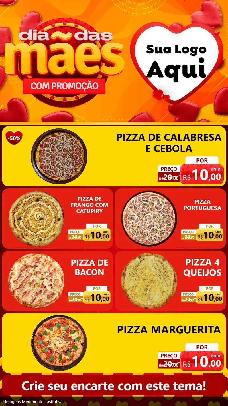 Modelo de TV para TV Vertical com o tema Dia das Mães com Promoção para Pizzaria