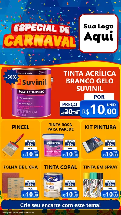 Modelo de Rede Social para Stories com o tema Especial de Carnaval para Tintas e Ferramentas