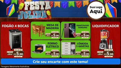 Modelo de TV para TV Horizontal com o tema Festa Julina para Móveis e Eletro