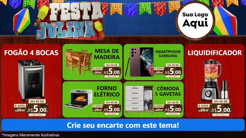Modelo de TV para TV Horizontal com o tema Festa Julina para Móveis e Eletro