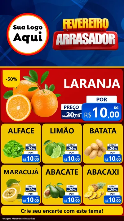 Modelo de Rede Social para Stories com o tema Fevereiro Arrasador para Hortifrúti