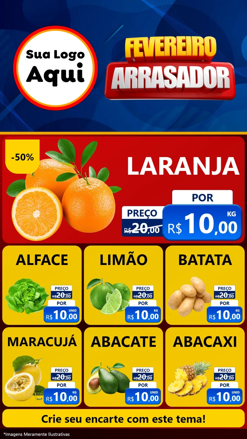Modelo de Rede Social para Stories com o tema Fevereiro Arrasador para Hortifrúti