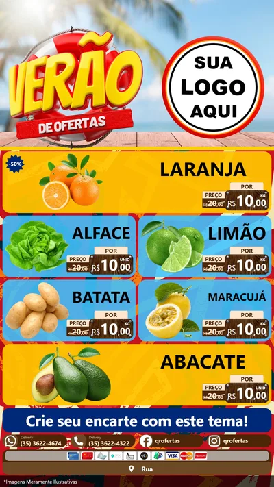 Modelo de TV para TV Vertical com o tema Verão de Ofertas para Hortifrúti