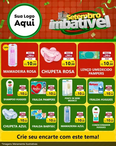 Modelo de Rede Social para Feed Instagram com o tema Setembro Imbatível para Bebês