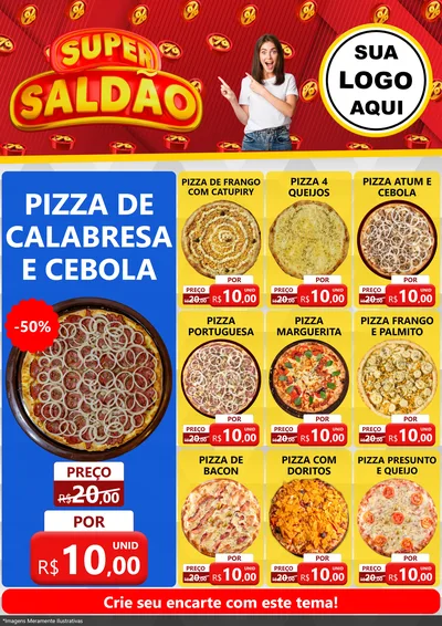Modelo de Encarte para Encarte A4 Vertical com o tema Super Saldão para Pizzaria