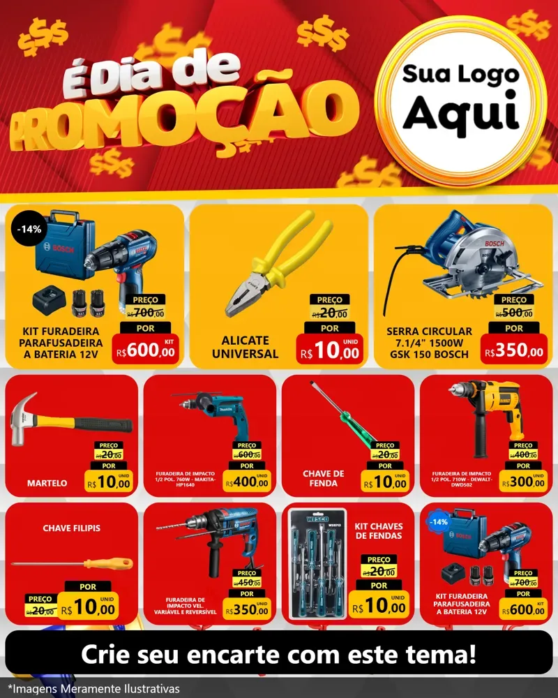 Modelo de Rede Social para Feed Instagram com o tema É Dia De Promoção para Maquinas e Ferramentas