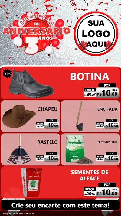 Modelo de TV para TV Vertical com o tema Promoção de Aniversário - 3 Anos para Agropecuária