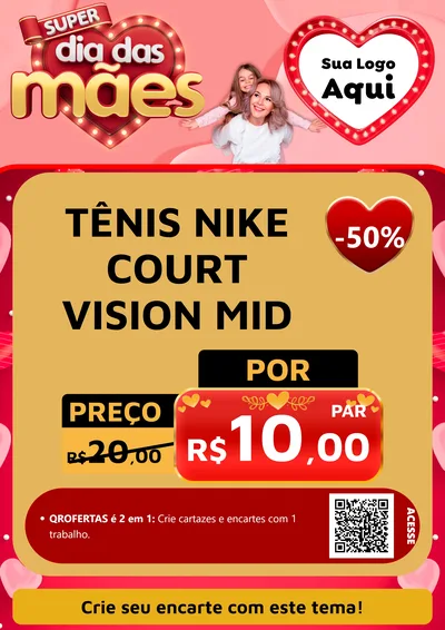 Modelo de Cartaz para Cartaz A4 Vertical com o tema Super Dia Das Mães para Calçados