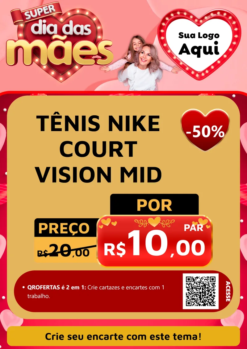 Modelo de Cartaz para Cartaz A4 Vertical com o tema Super Dia Das Mães para Calçados