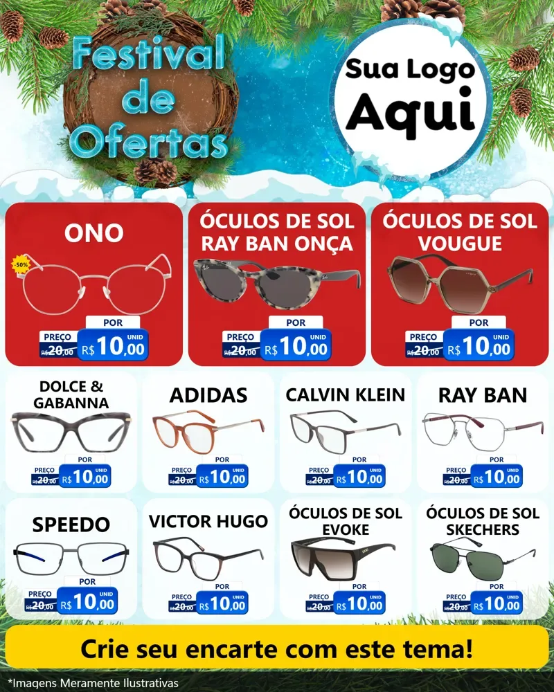 Modelo de Rede Social para Feed Instagram com o tema Festival de Ofertas - Inverno para Óticas