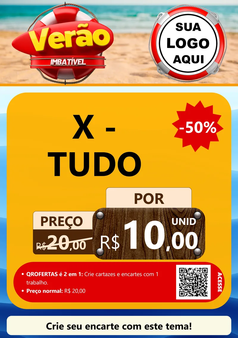 Modelo de Cartaz para Cartaz A4 Vertical com o tema Verão Imbatível para Hamburgueria