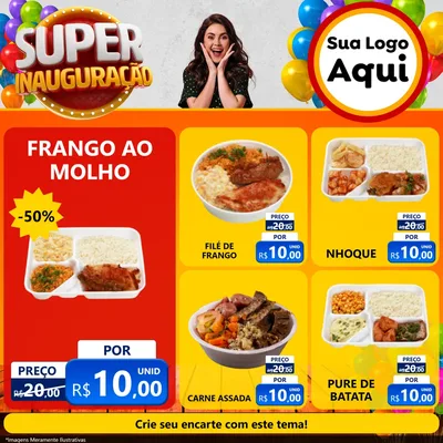 Modelo de Rede Social para Feed Facebook com o tema Super Inauguração para Restaurante