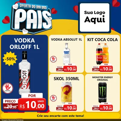 Modelo de Rede Social para Feed Facebook com o tema Oferta Do Dia Dos Pais para Distribuidora de bebidas