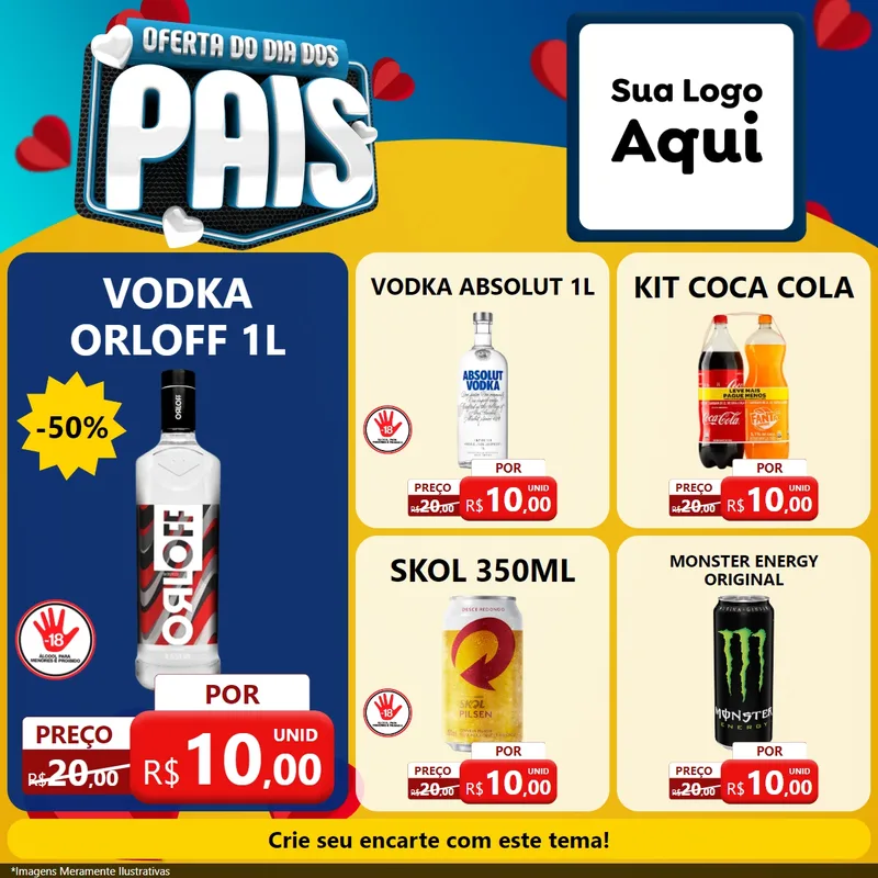 Modelo de Rede Social para Feed Facebook com o tema Oferta Do Dia Dos Pais para Distribuidora de bebidas
