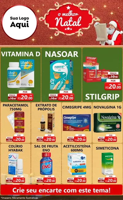 Modelo de Encarte para Encarte Grande com o tema O Melhor Natal para Farmácia