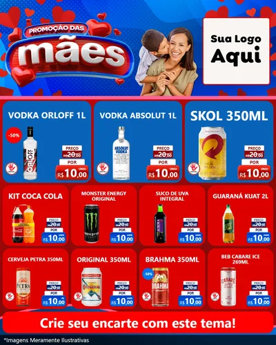 Modelo de Rede Social para Feed Instagram com o tema Promoção das Mães para Distribuidora de bebidas