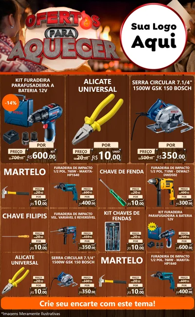 Modelo de Encarte para Encarte Grande com o tema Ofertas Para Aquecer para Maquinas e Ferramentas