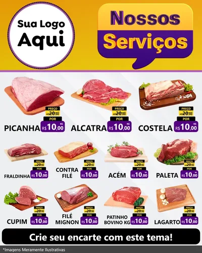 Modelo de Rede Social para Feed Instagram com o tema Nossos Serviços para Açougue