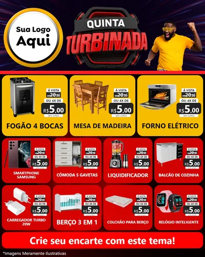Modelo de Rede Social para Feed Instagram com o tema Quinta Turbinada para Móveis e Eletro