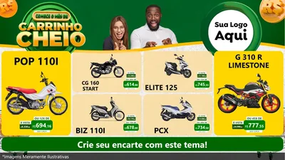 Modelo de TV para TV Horizontal com o tema Carrinho Cheio para Concessionaria de Motos