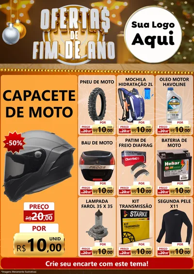 Modelo de Encarte para Encarte A4 Vertical com o tema Ofertas de Fim de Ano para Moto peças