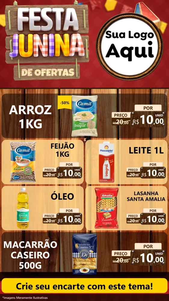 Modelo de TV para TV Vertical com o tema Festa Junina de Ofertas para Supermercado