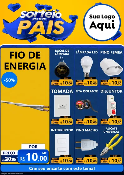 Modelo de Encarte para Encarte A4 Vertical com o tema Sorteio Dia dos Pais para Materiais Elétricos