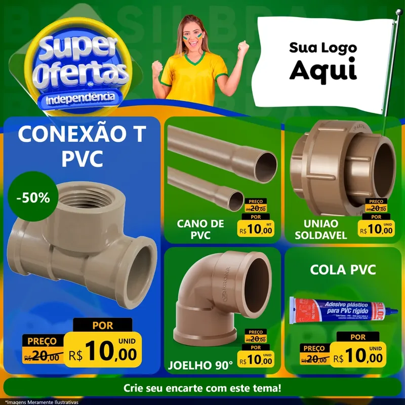 Modelo de Rede Social para Feed Facebook com o tema Super Ofertas de Independência para Tubos e conexões
