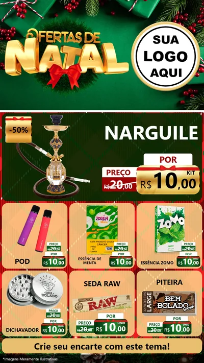 Modelo de Rede Social para Stories com o tema Ofertas de Natal para Tabacaria