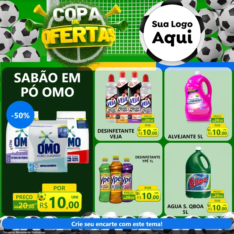 Modelo de Rede Social para Feed Facebook com o tema Copa De Ofertas para Produtos de Limpeza