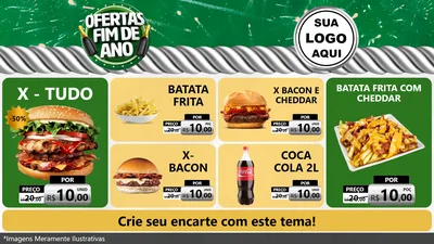 Modelo de TV para TV Horizontal com o tema Ofertas Fim de Ano para Hamburgueria