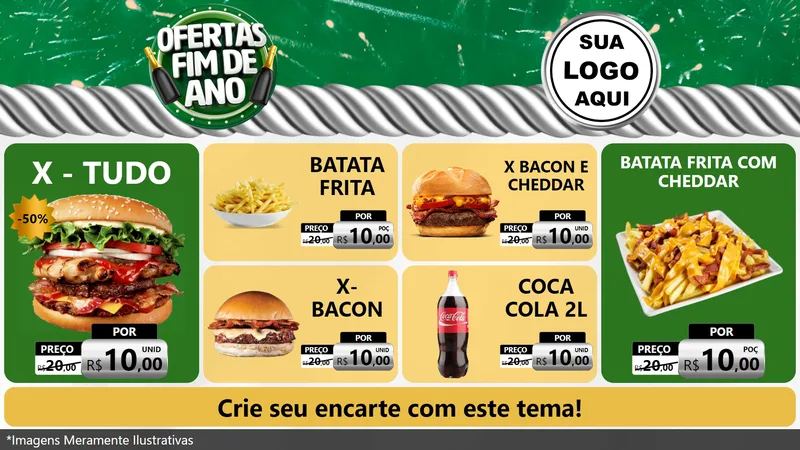Modelo de TV para TV Horizontal com o tema Ofertas Fim de Ano para Hamburgueria